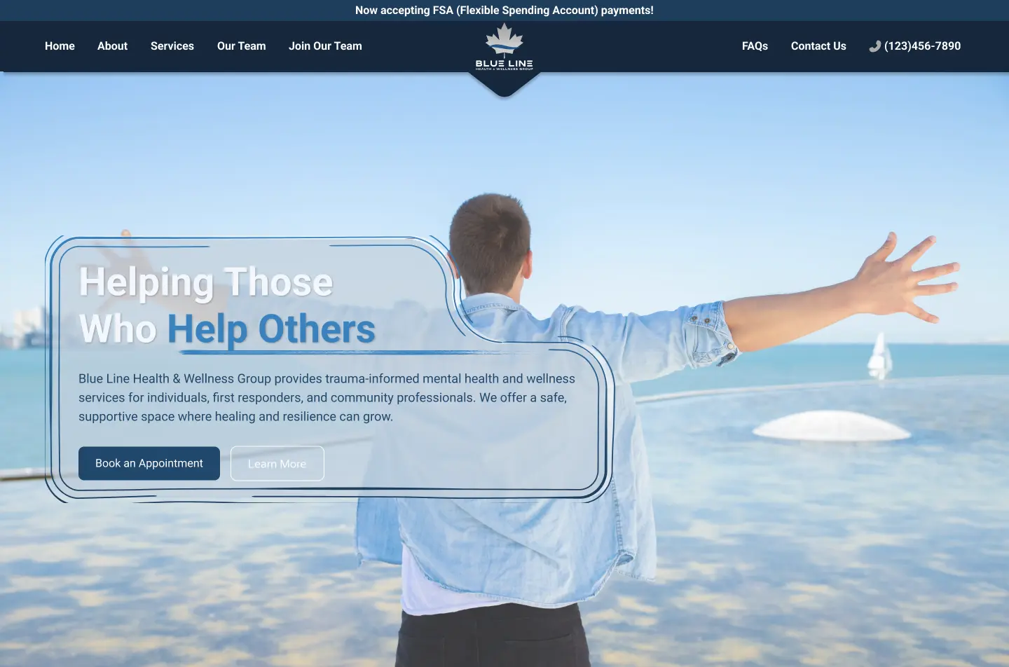 Healthcare and wellness website UI/UX design featuring a calm homepage layout