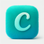 A teal square icon with rounded corners covered in soft, fluffy fur, featuring a light aqua letter “C” in the center.
